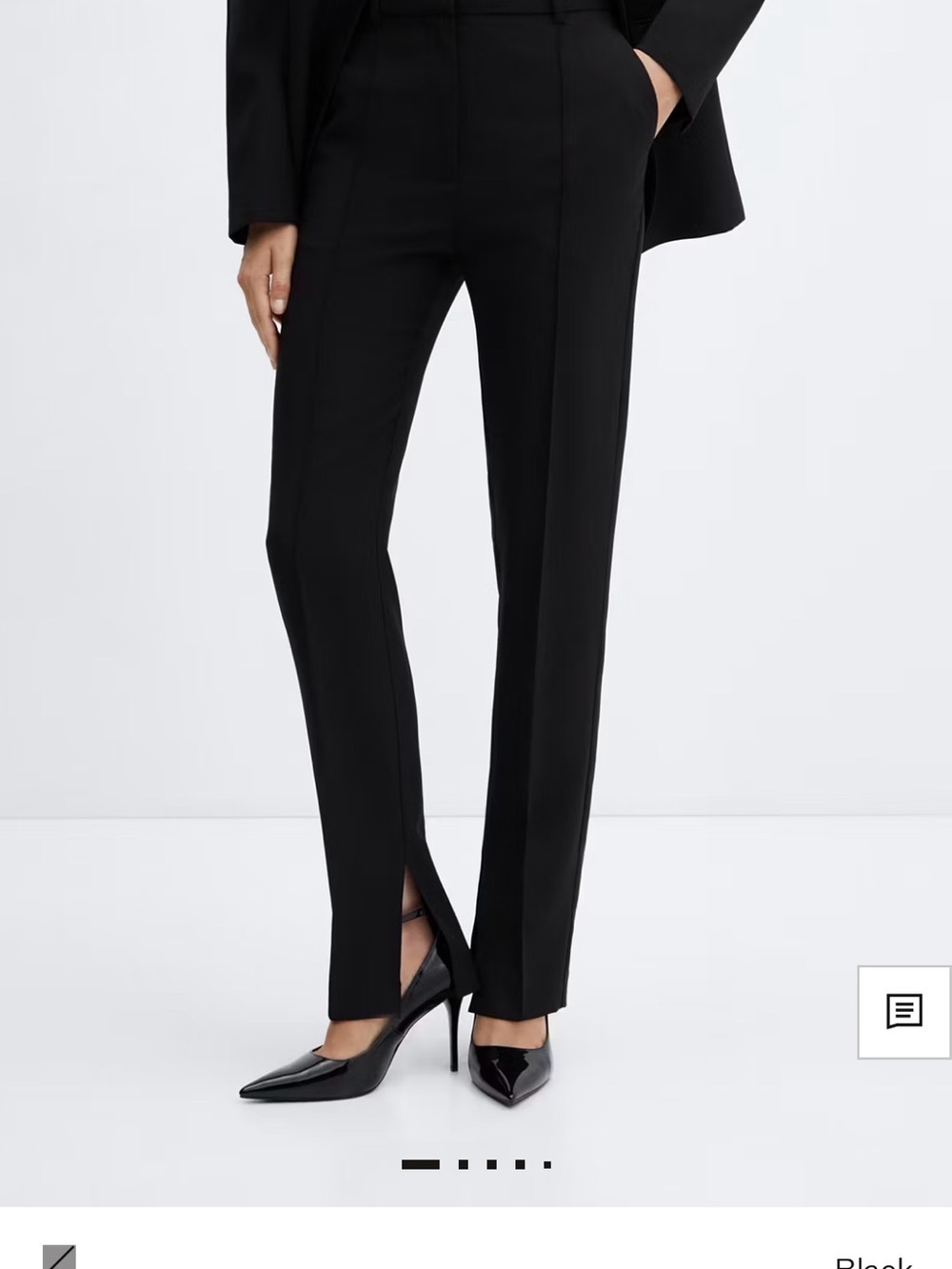 Mango Black Tailored Split-Hem Trousers